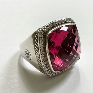 David Yurman Silver 20mm Albion Ring with Diamonds